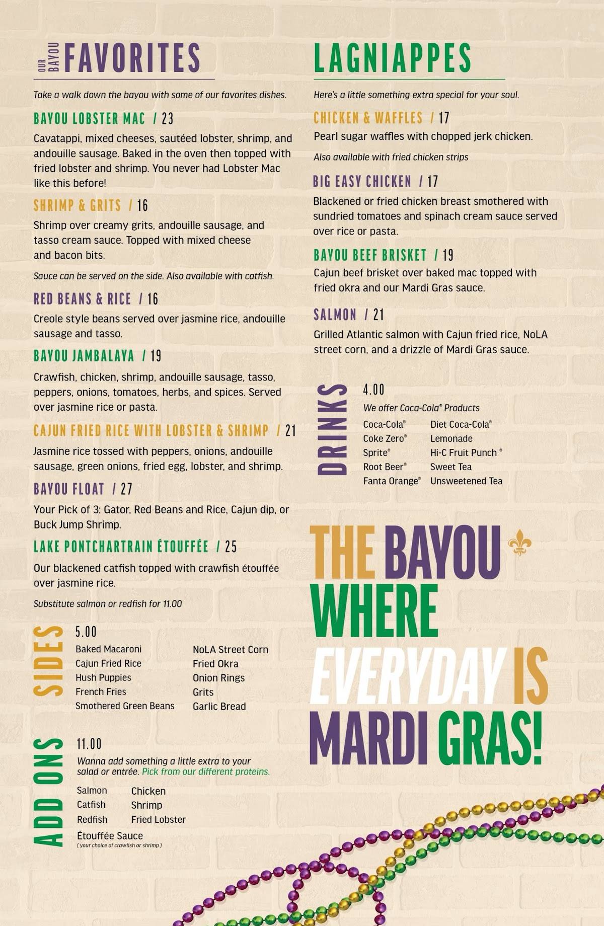 Menu At The Bayou Kitchen Lounge Restaurant Longwood   Menu The Bayou Kitchen And Lounge 