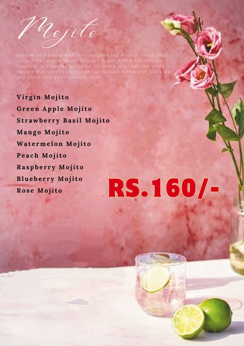 The Bibliophilia Café menu