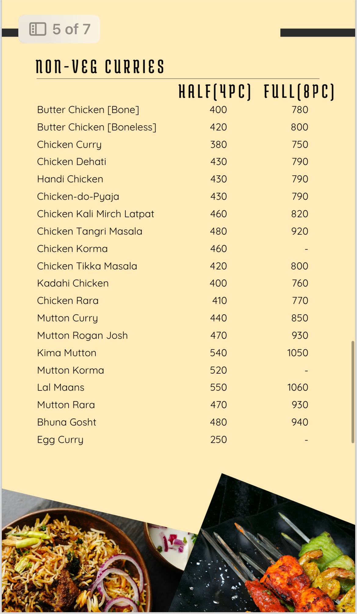 The Biryani Queen Varanasi menu