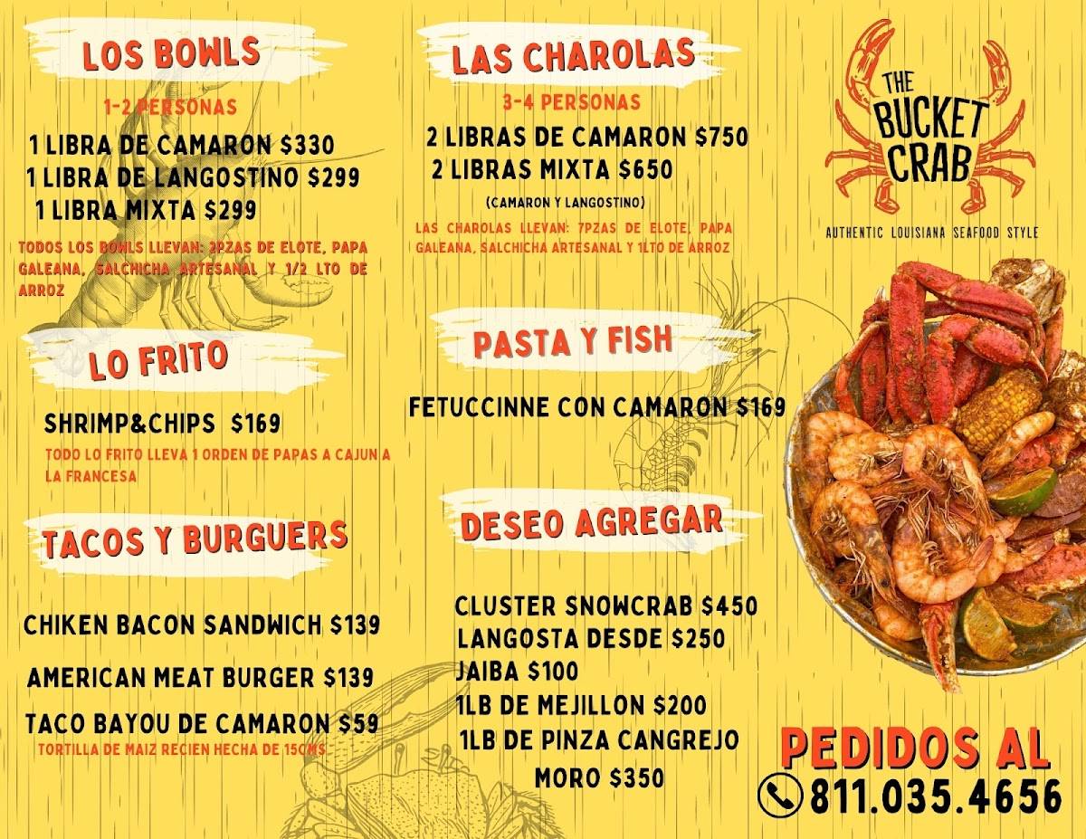 Carta del restaurante The Bucket Crab, Monterrey, Tepehuanes 1715