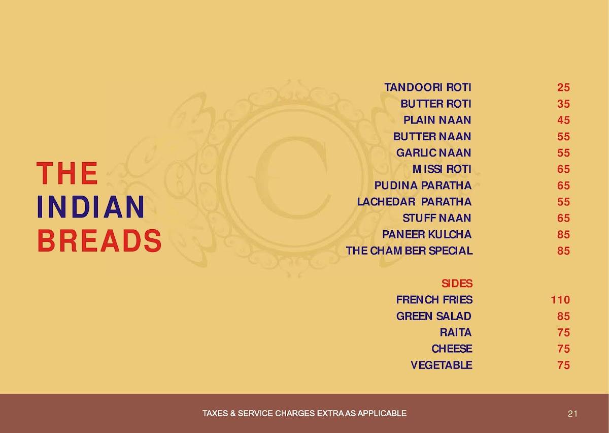 The Chamber - A Family Restaurant menu