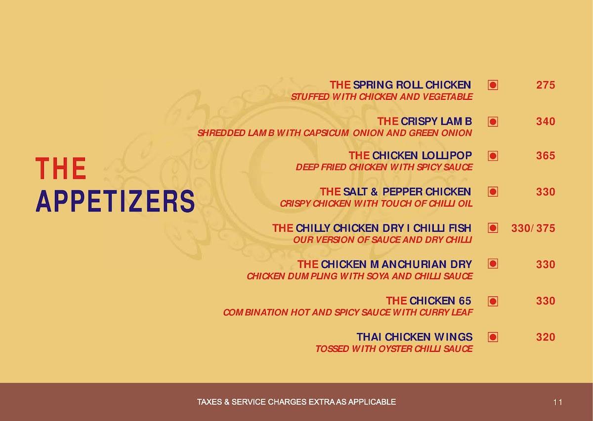 The Chamber - A Family Restaurant menu