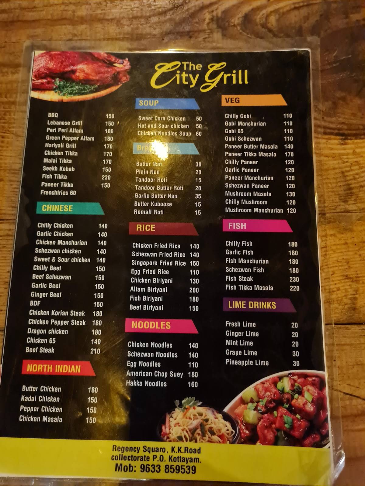 Menu at The City Grill, Kottayam