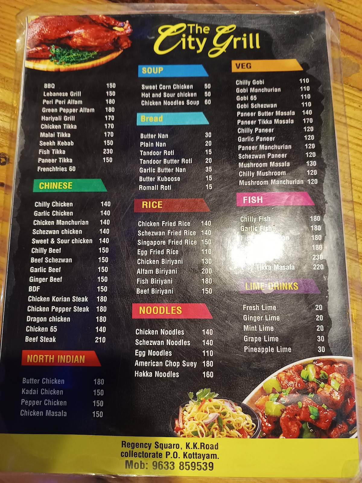 Menu at The City Grill, Kottayam