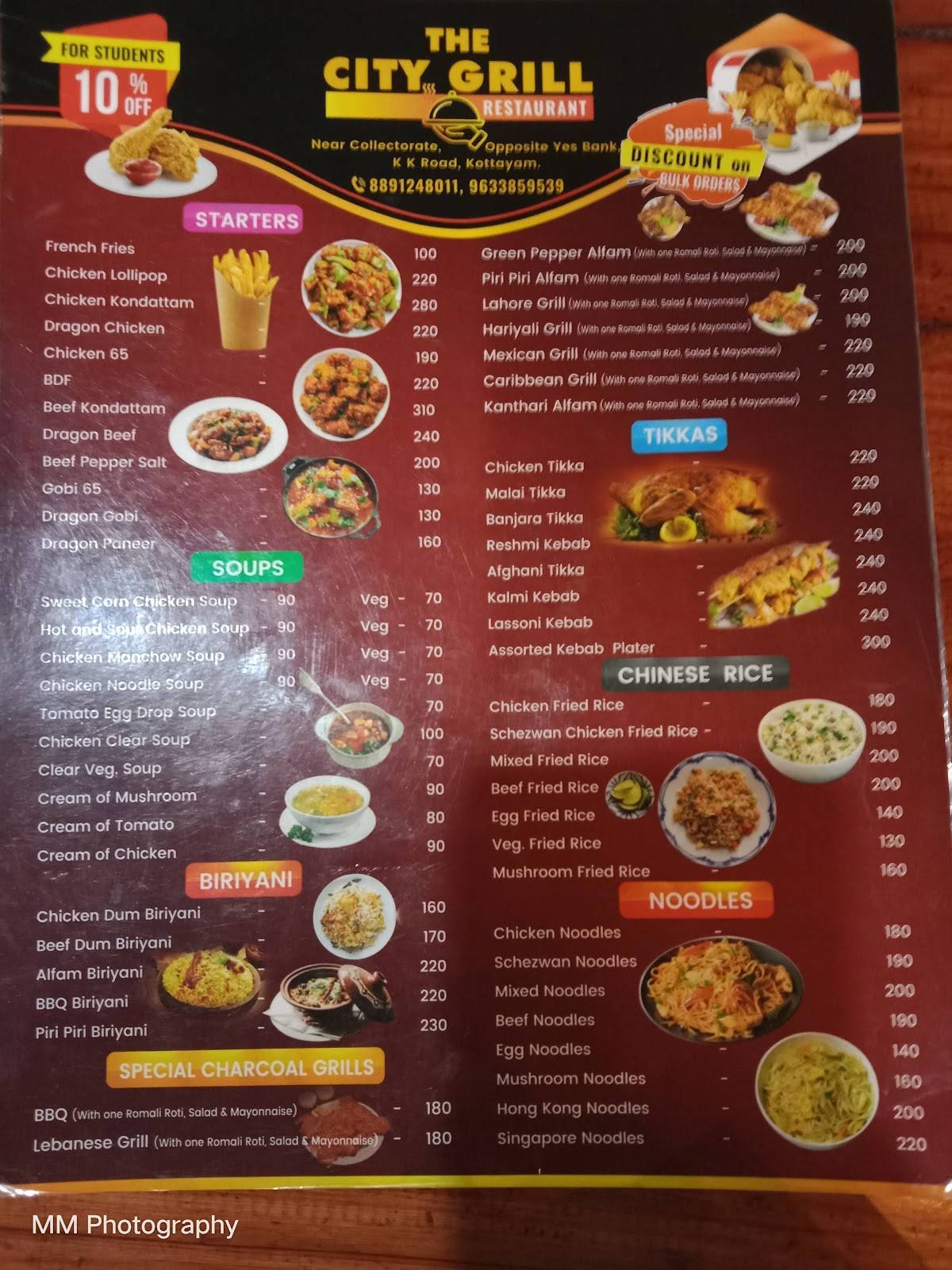 Menu at The City Grill, Kottayam