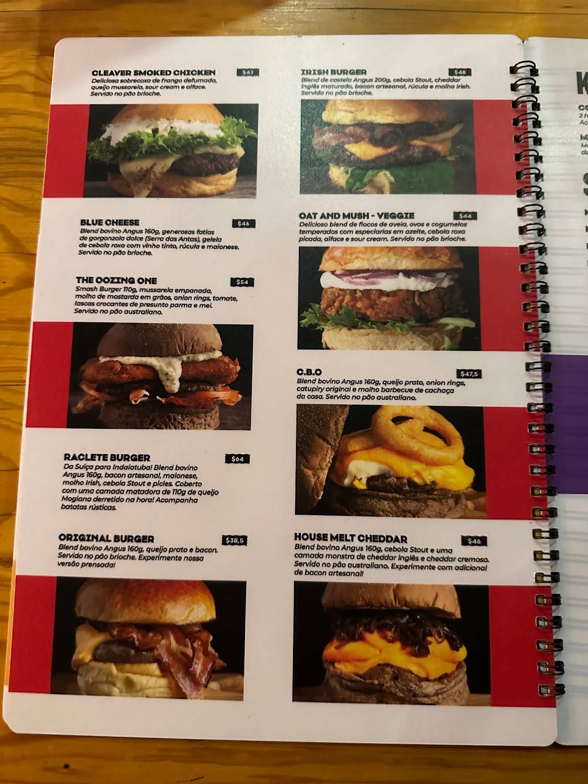 The Cleaver Burger Bar cardápio