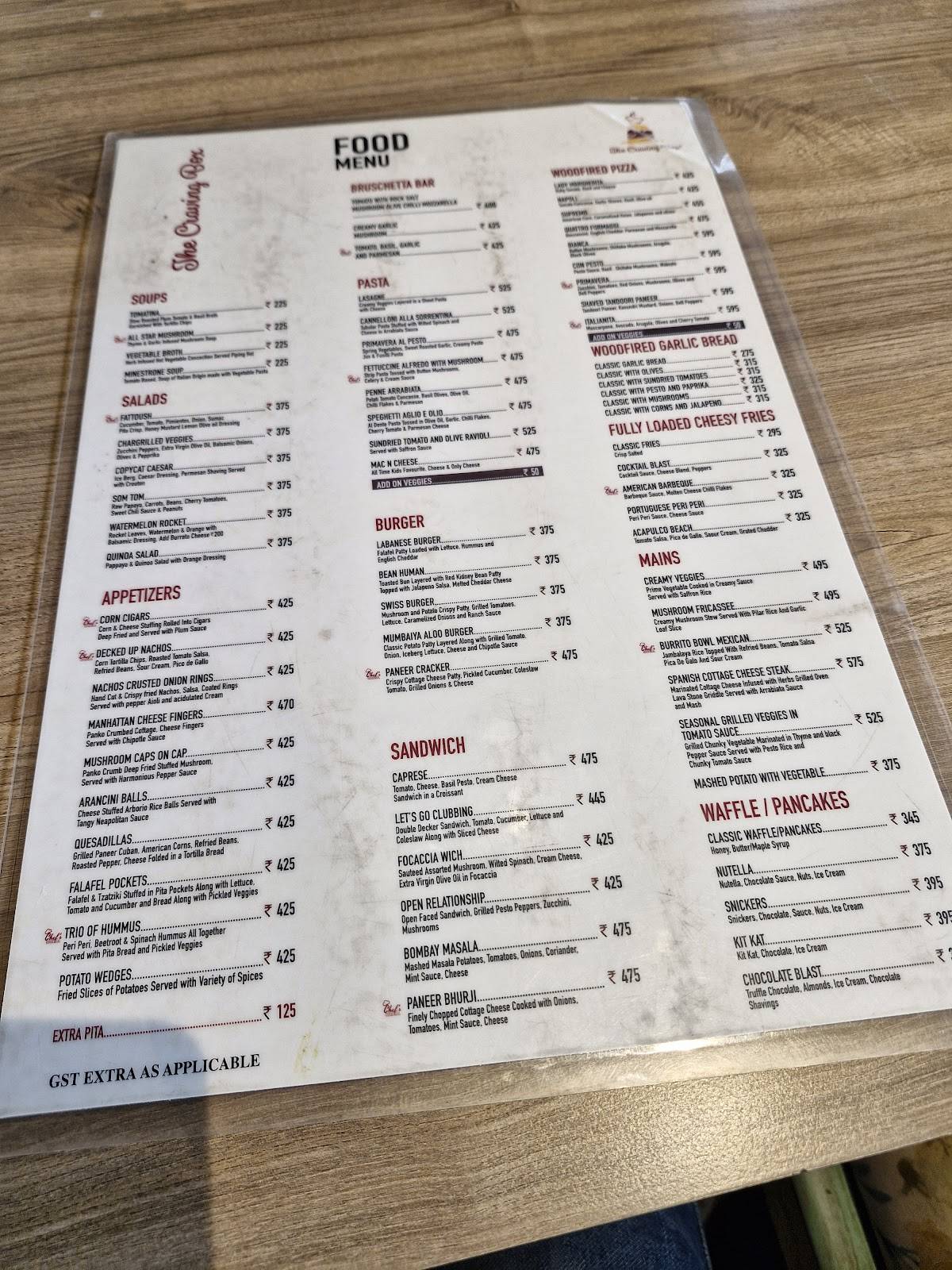 The Craving Box menu