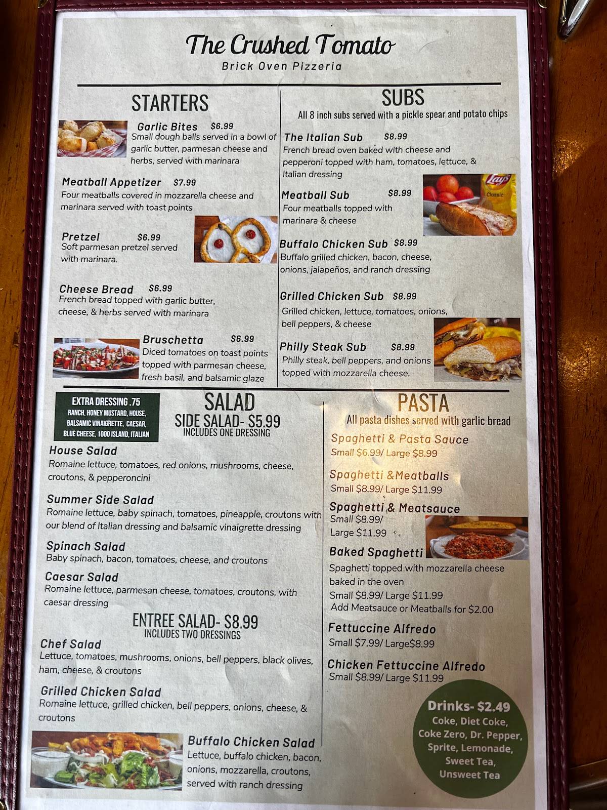 Menu at The Crushed Tomato pizzeria, Summerville