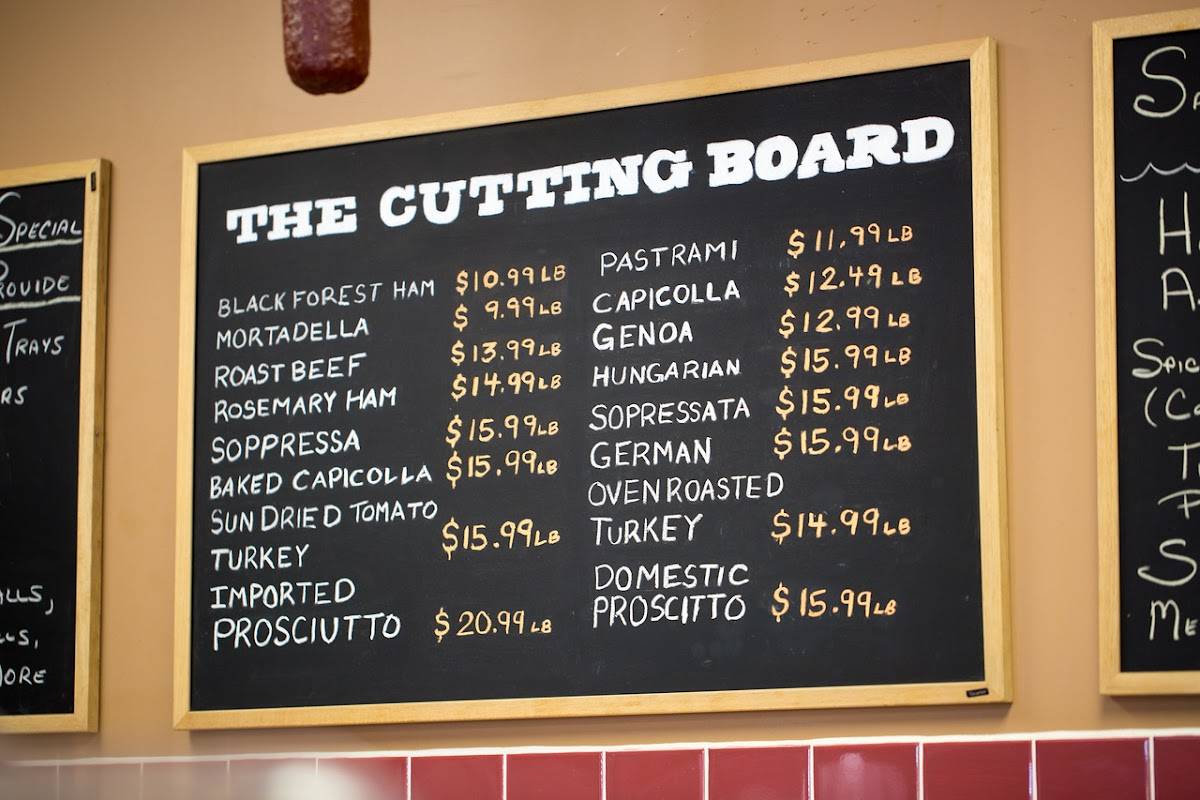 Menu at The Cutting Board Deli Tecumseh, Windsor