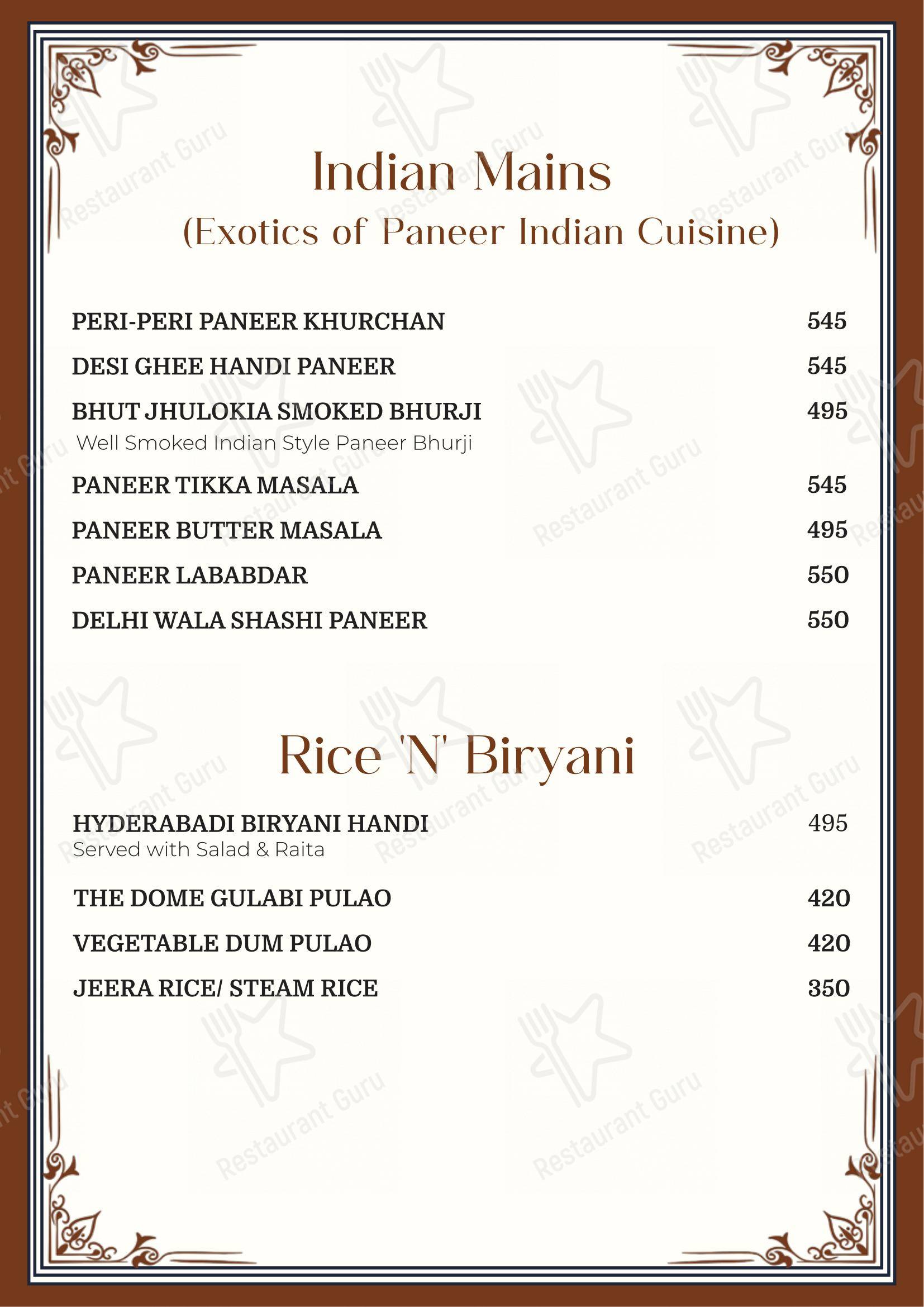 The Dome - Menu