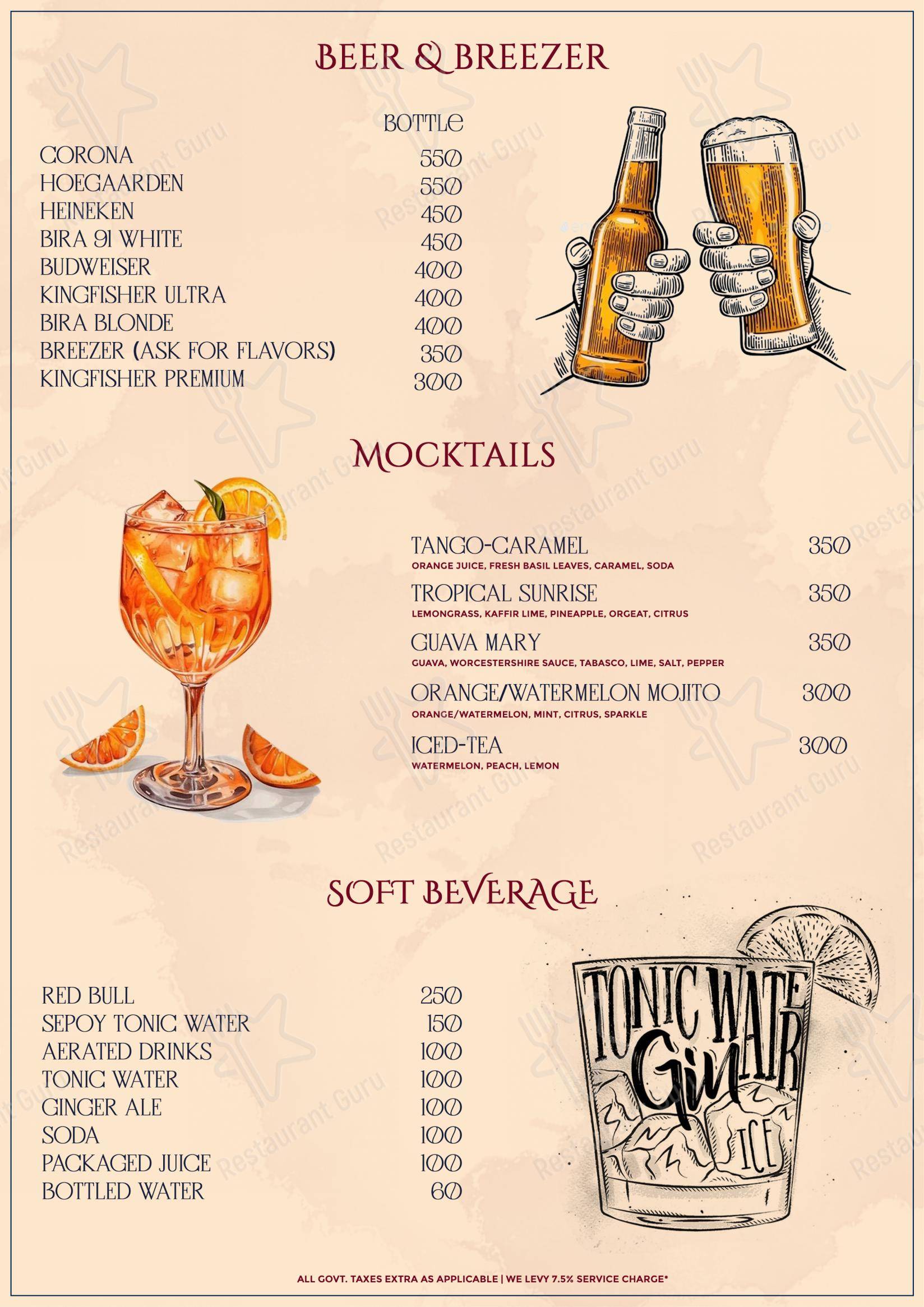The Dome in Jaipur - Menu bar