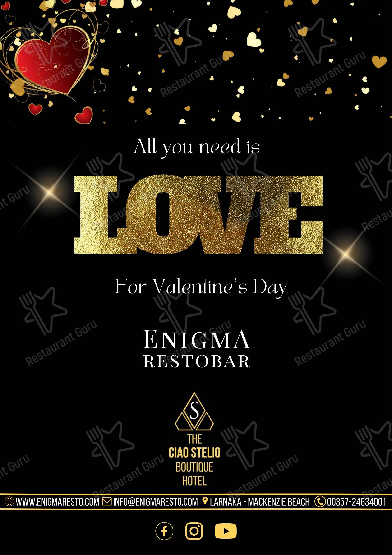 Menu pour The Enigma Restobar restaurant