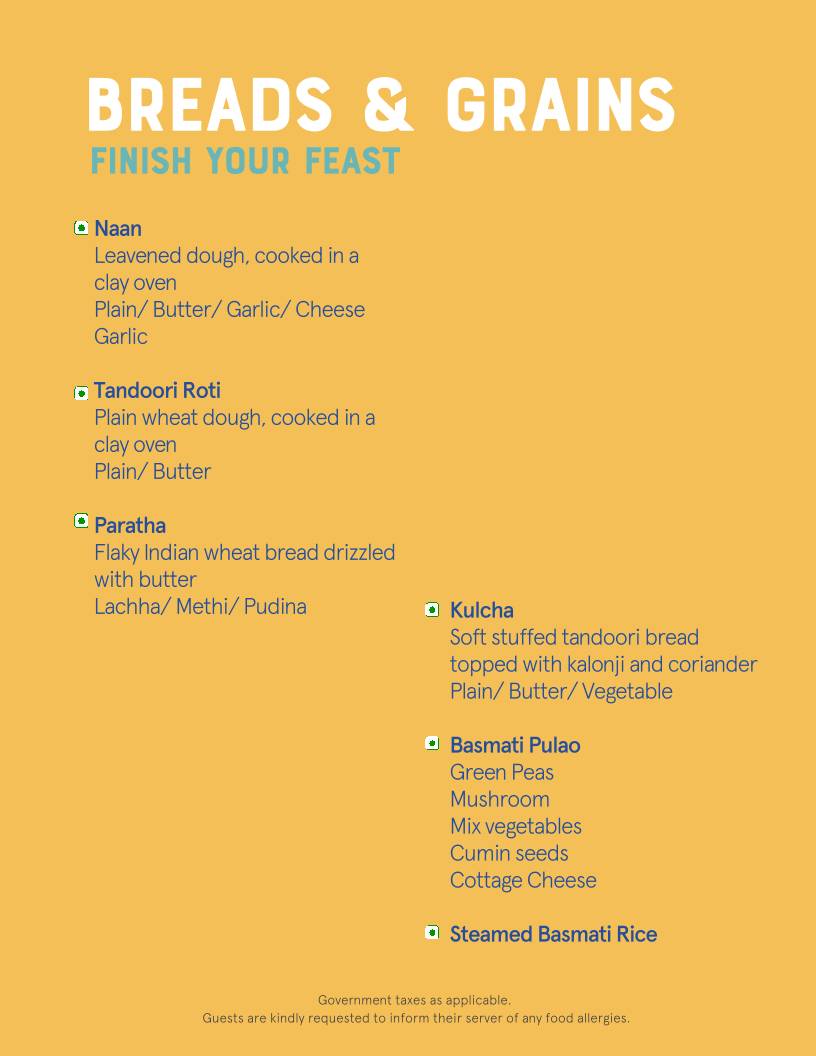 The Fishermans Wharf menu