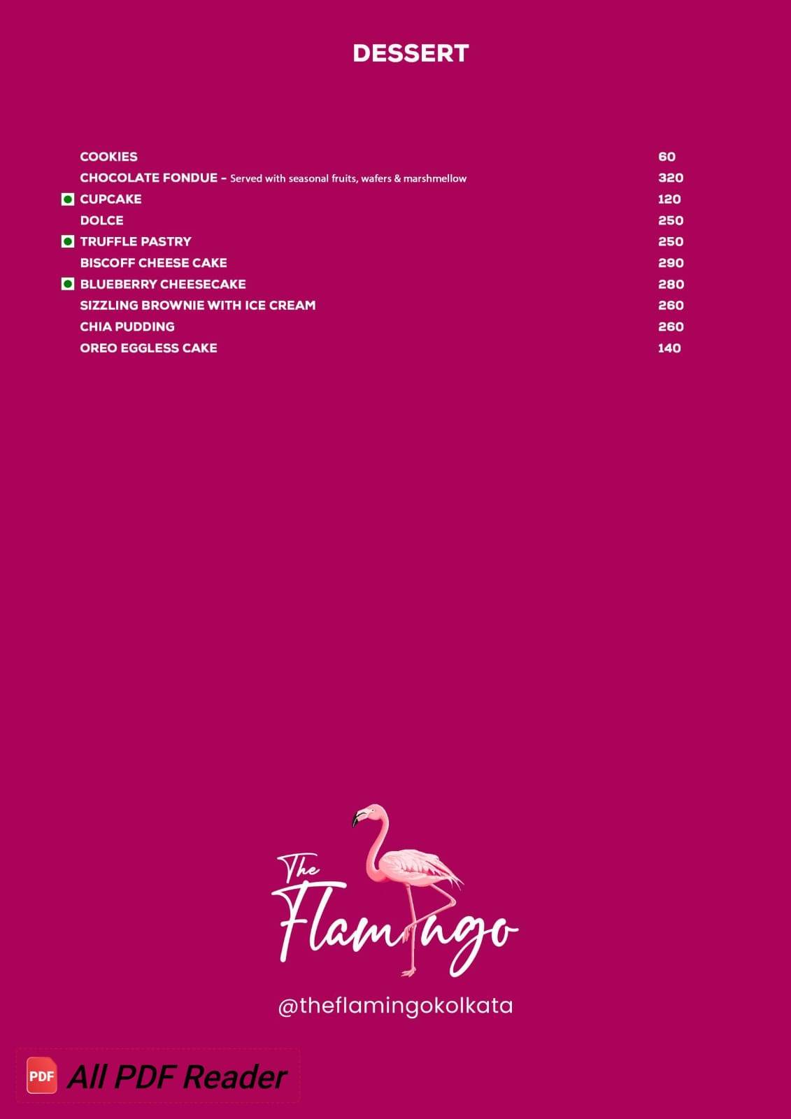 The Flamingo menu