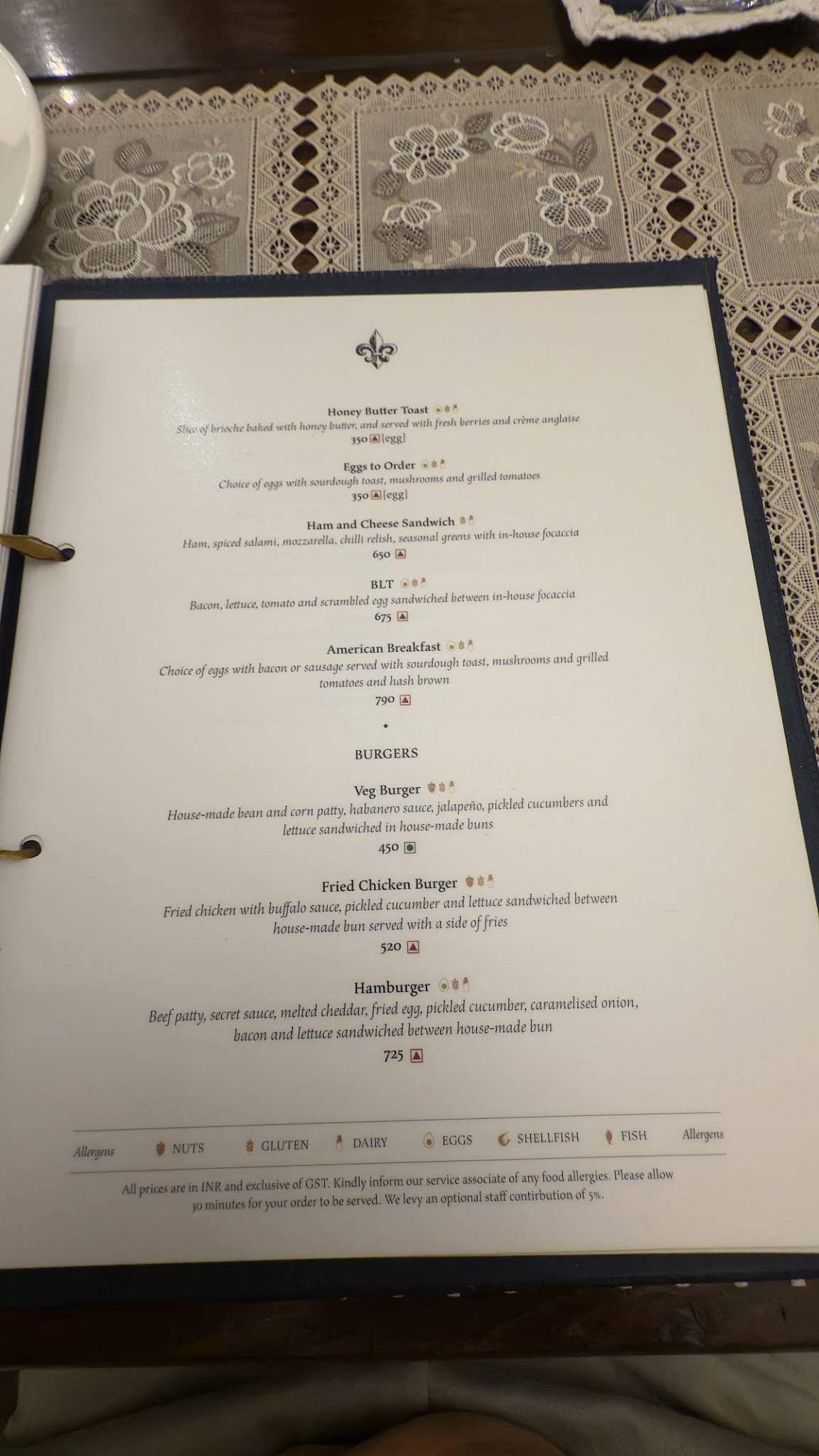 The French Door (Café & Restaurant) menu