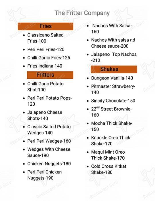 The Fritter Company menu