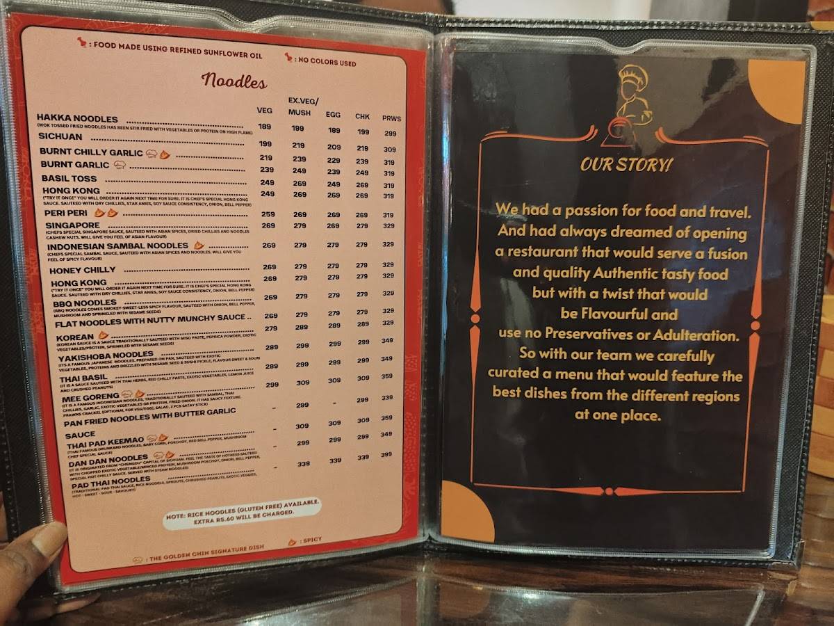 The Golden Chin menu