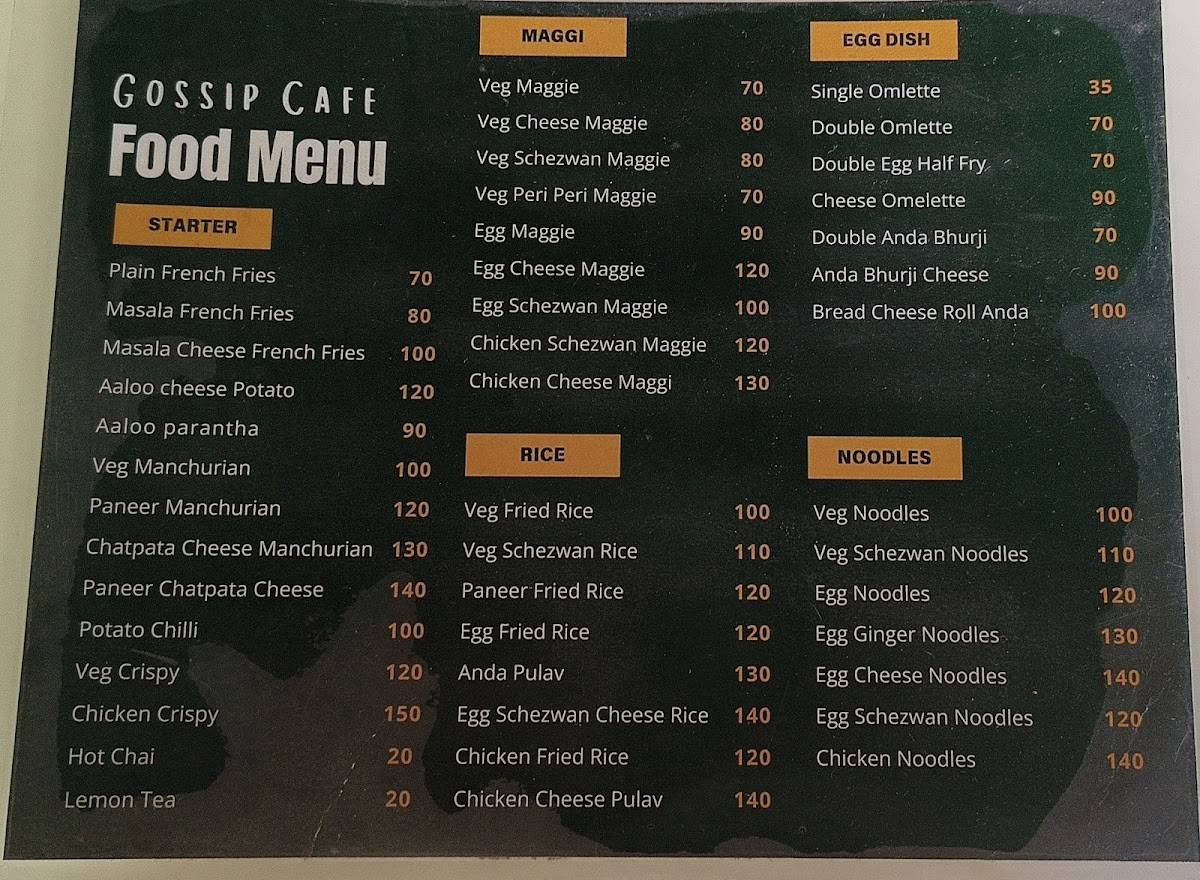 The Gossip Cafe (Anna's Juice Bar and Cafe) - Best Cafe and Restaurants In Vadodara menu