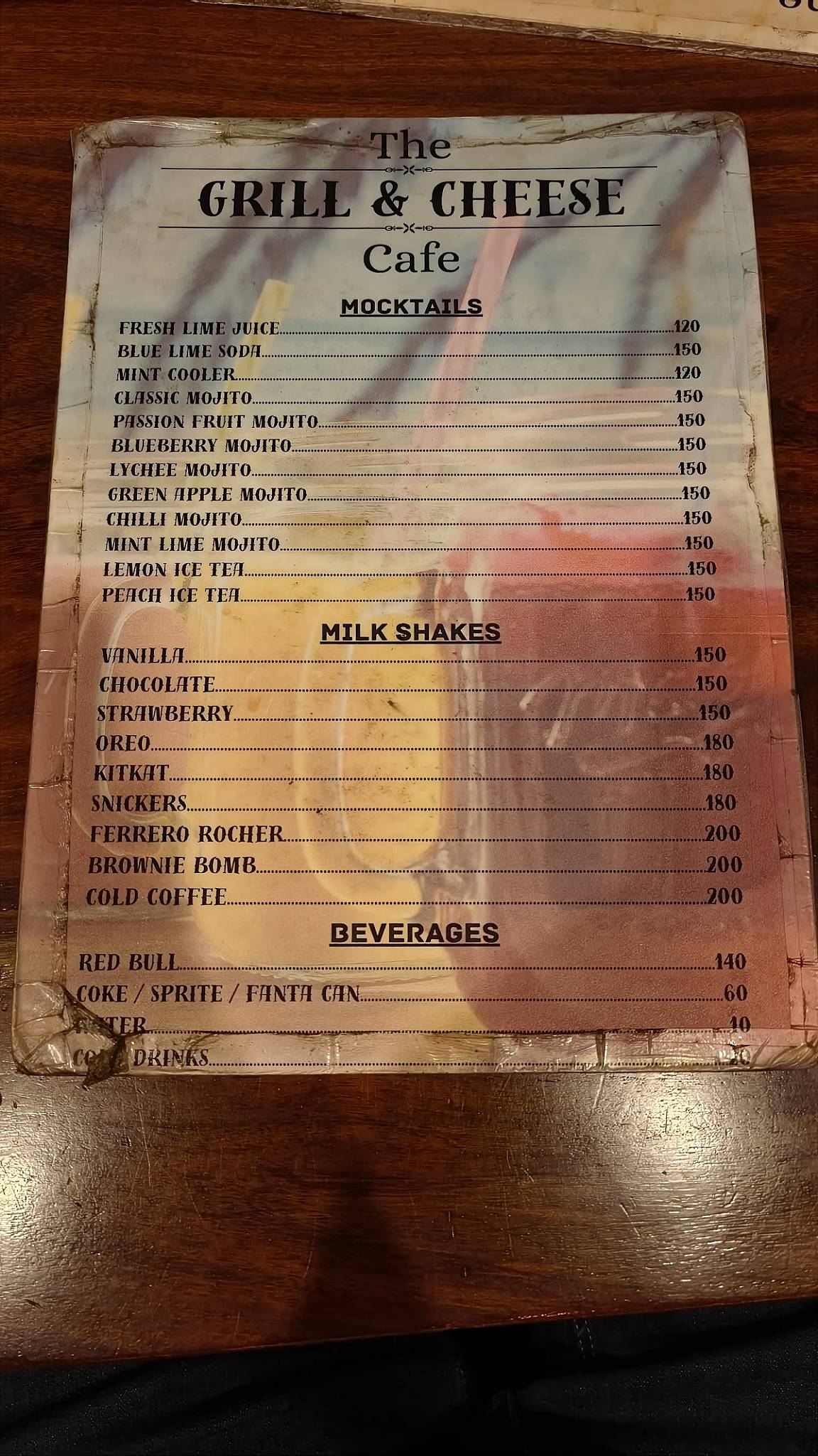 The Grill & Cheese Cafe menu