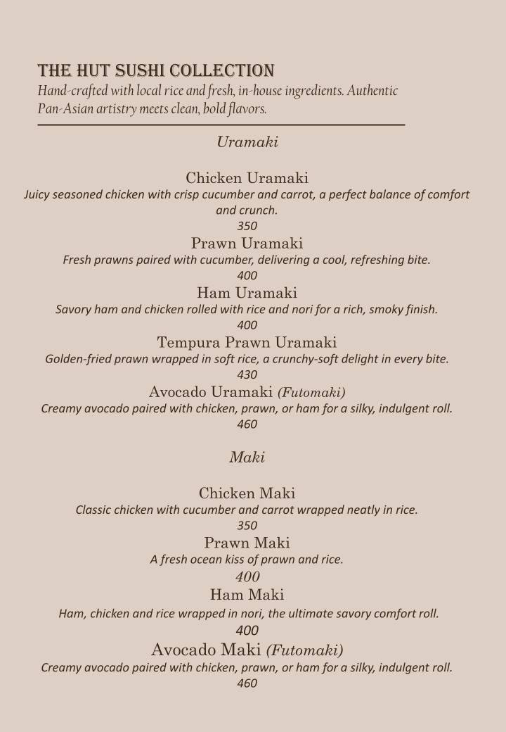 The Hut Restaurant - Shillong menu