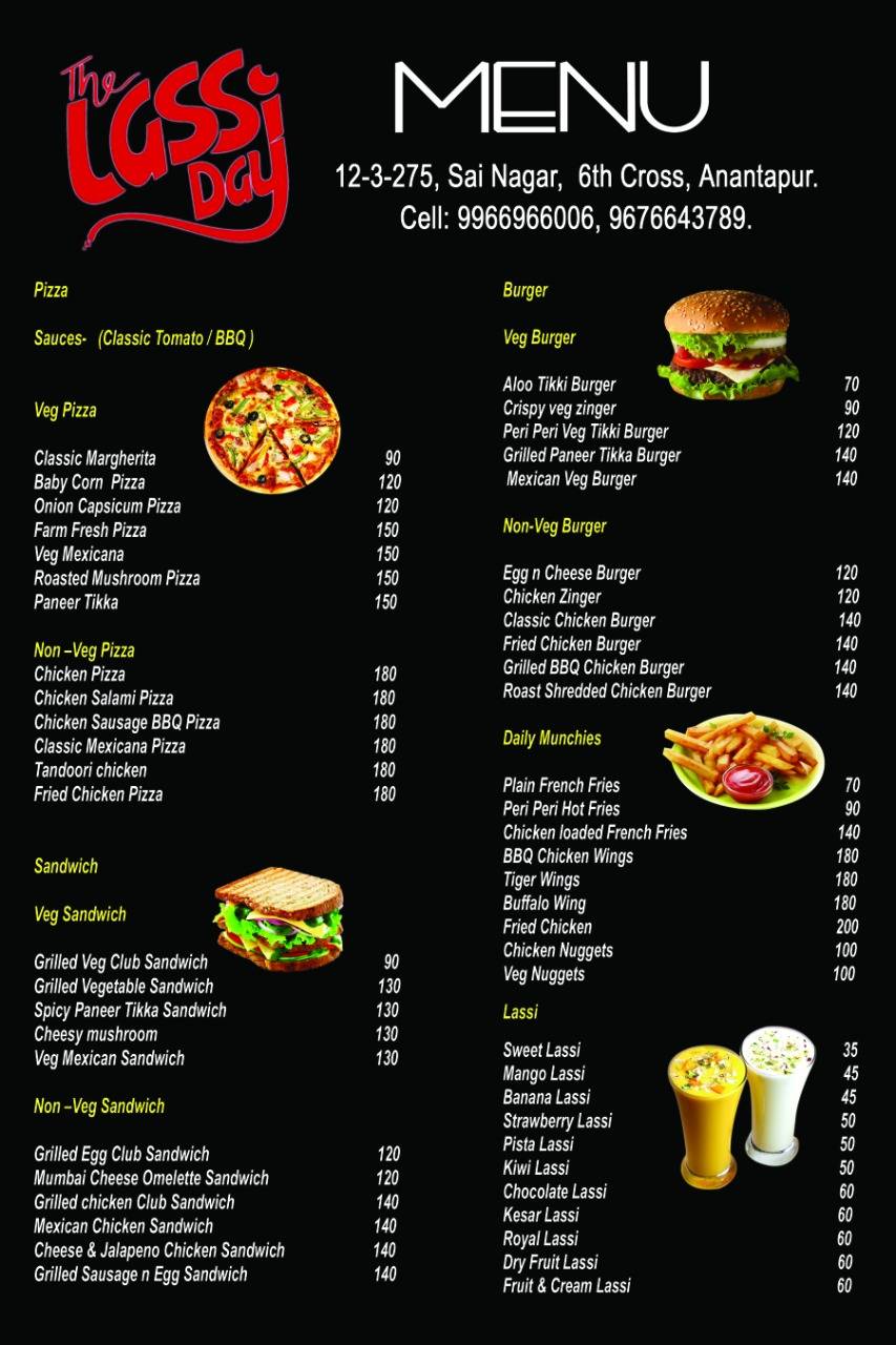 The Lassi Day menu