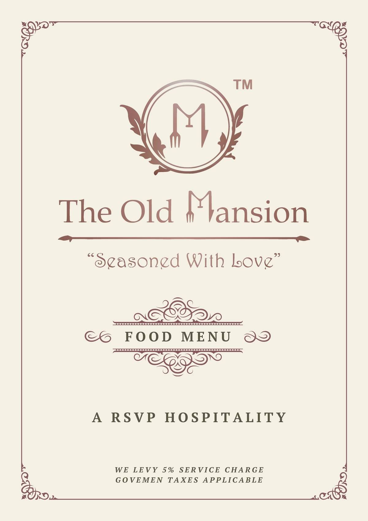 The Old Mansion menu