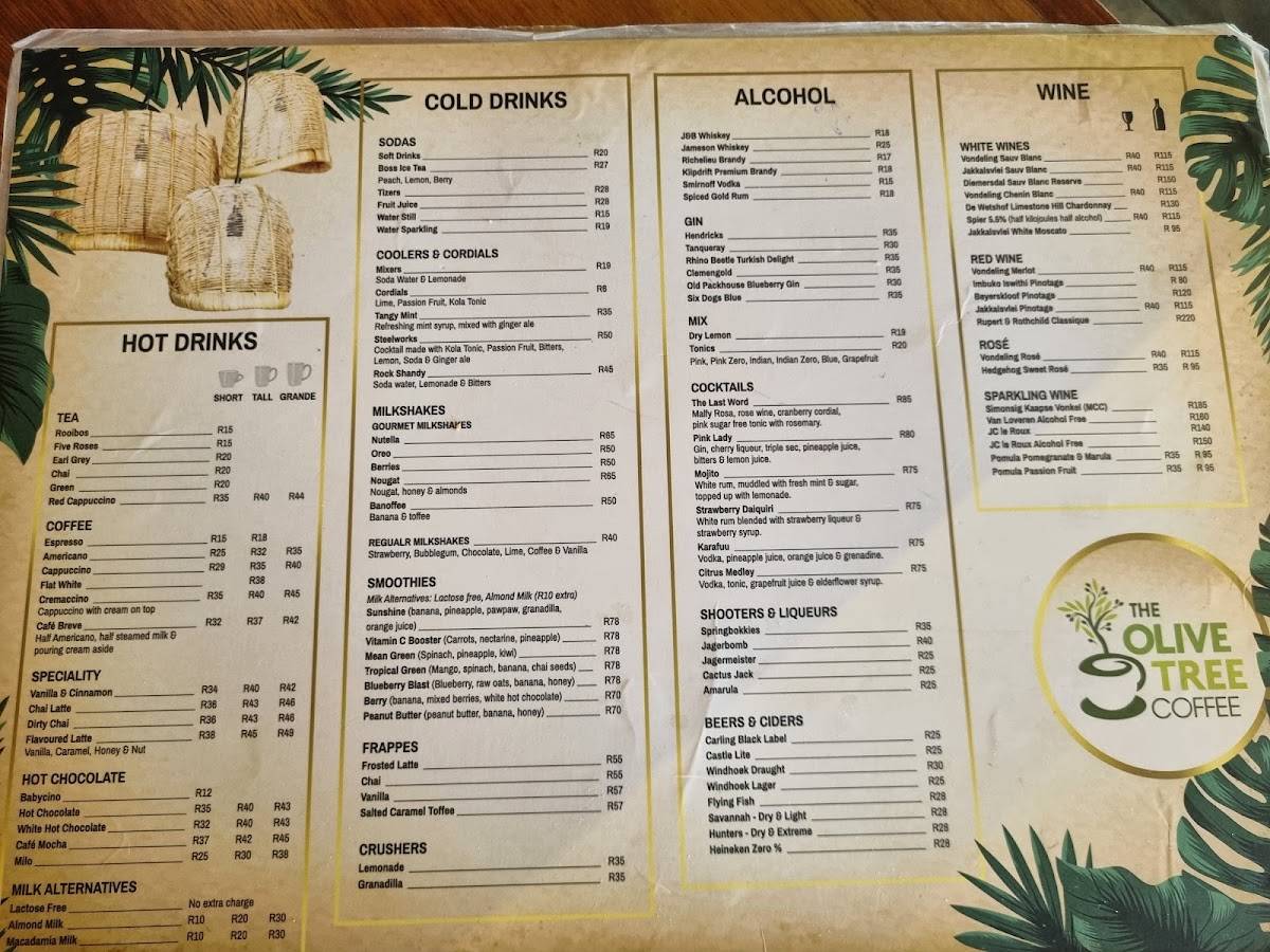 Menu at The Olive Tree Coffee & Gifts restaurant, Tzaneen