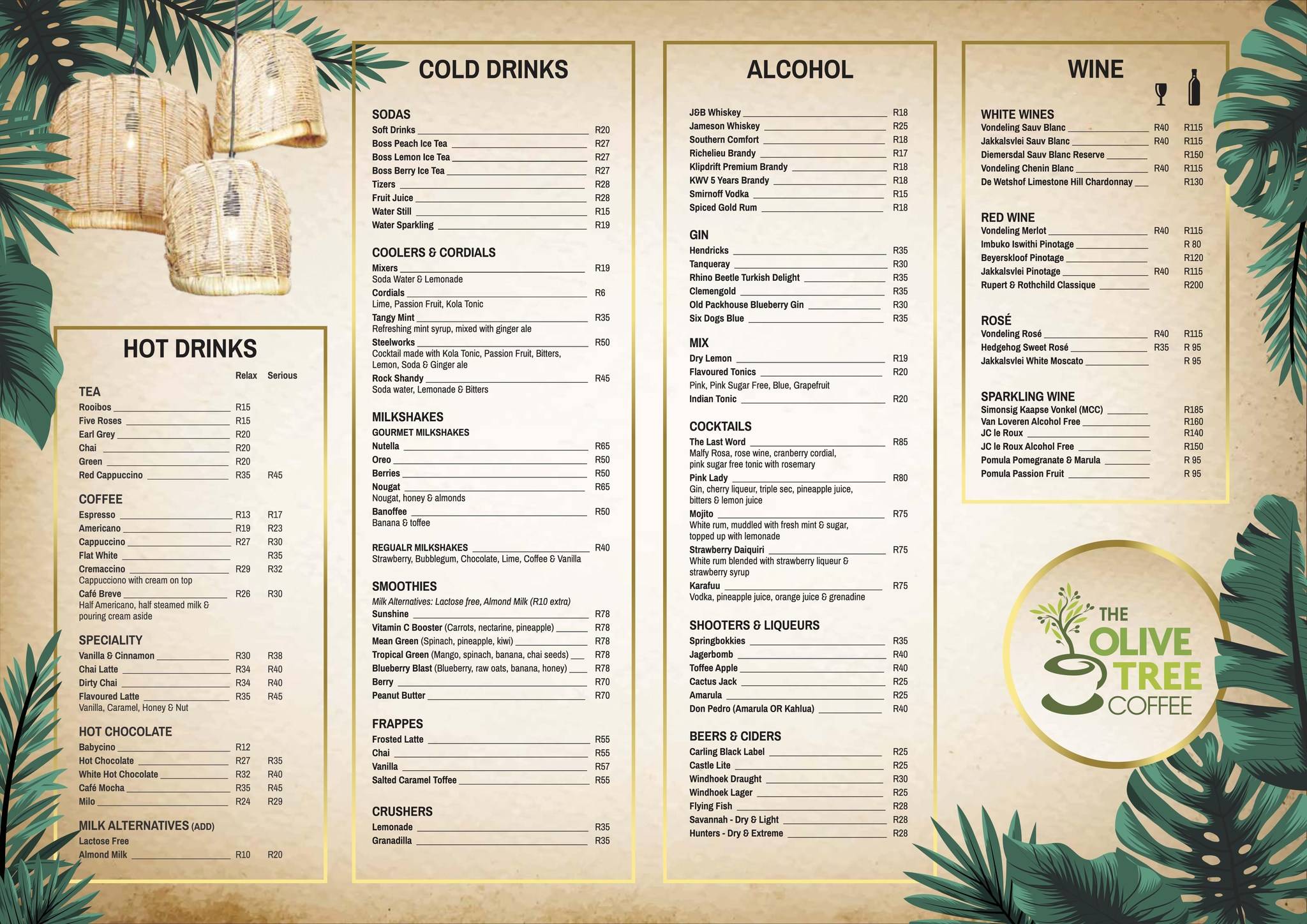 Menu at The Olive Tree Coffee & Gifts restaurant, Tzaneen