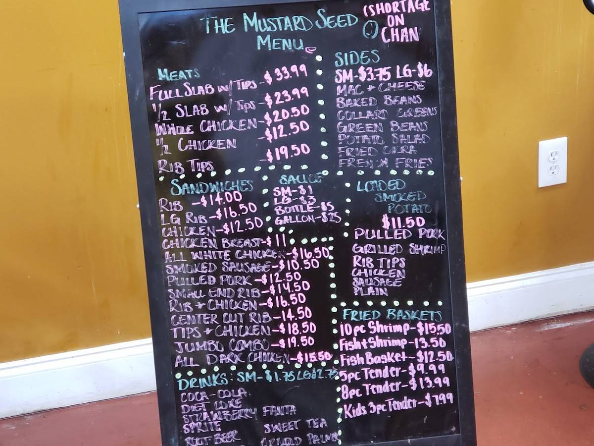 Menu at The Original Mustard Seed BBQ (not affiliated with cascade