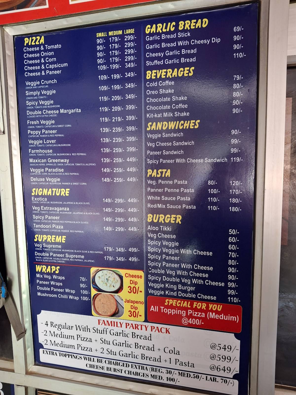 The Pizza Hub menu