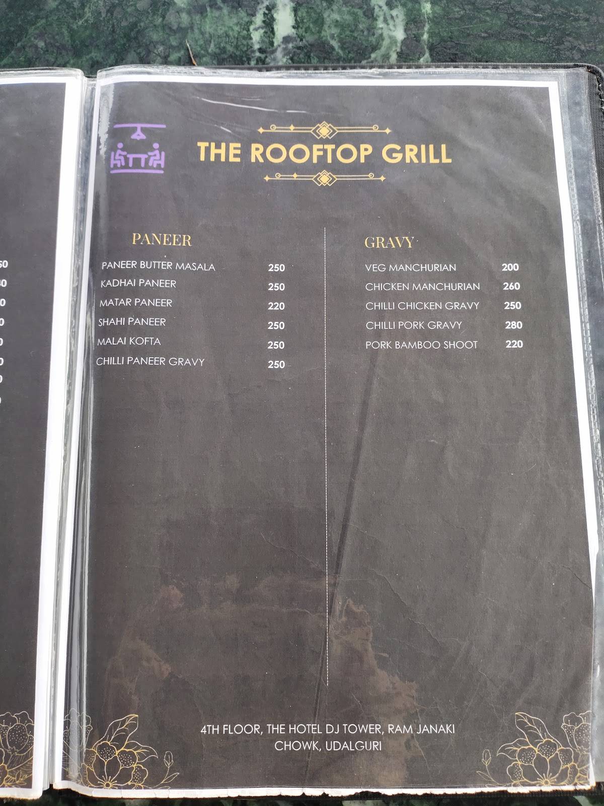 The RoofTop Grill menu