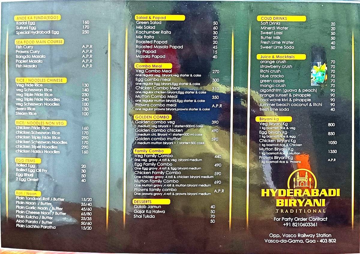 The Royal Taste menu