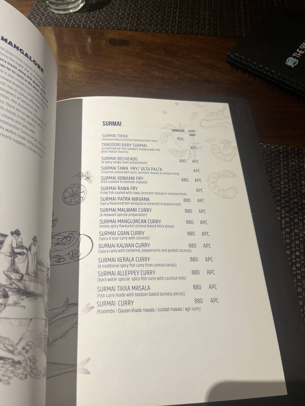 The Sea Secret menu
