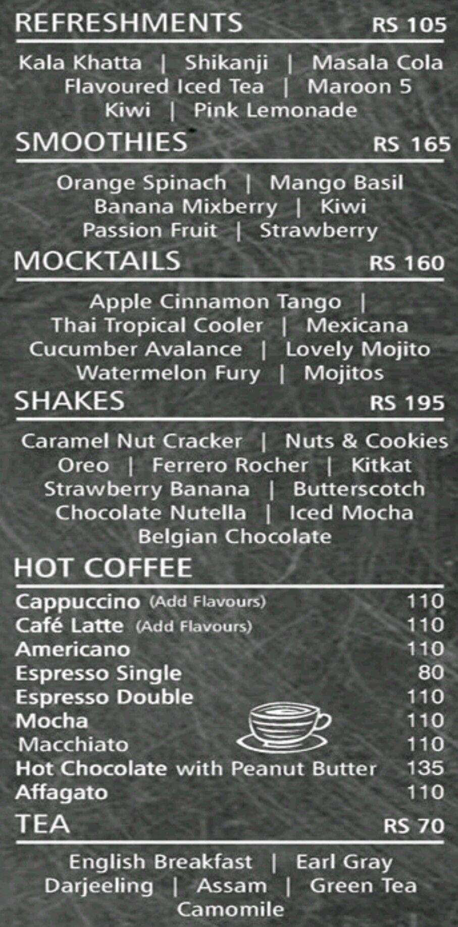 The Sweet Jar, Bakery & Cafe menu