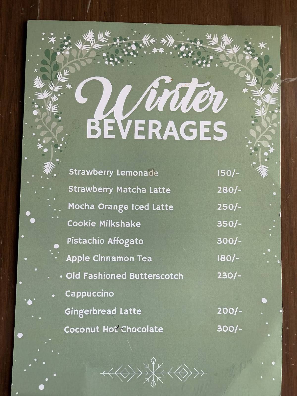 The Table at Splatter menu