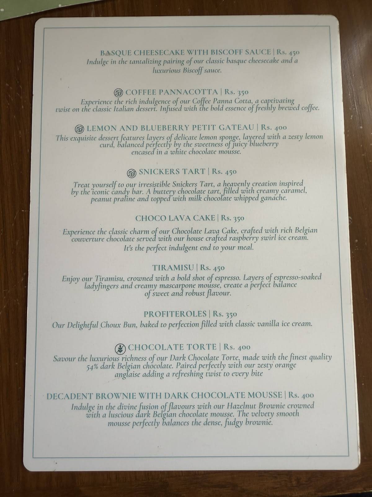 The Table at Splatter menu