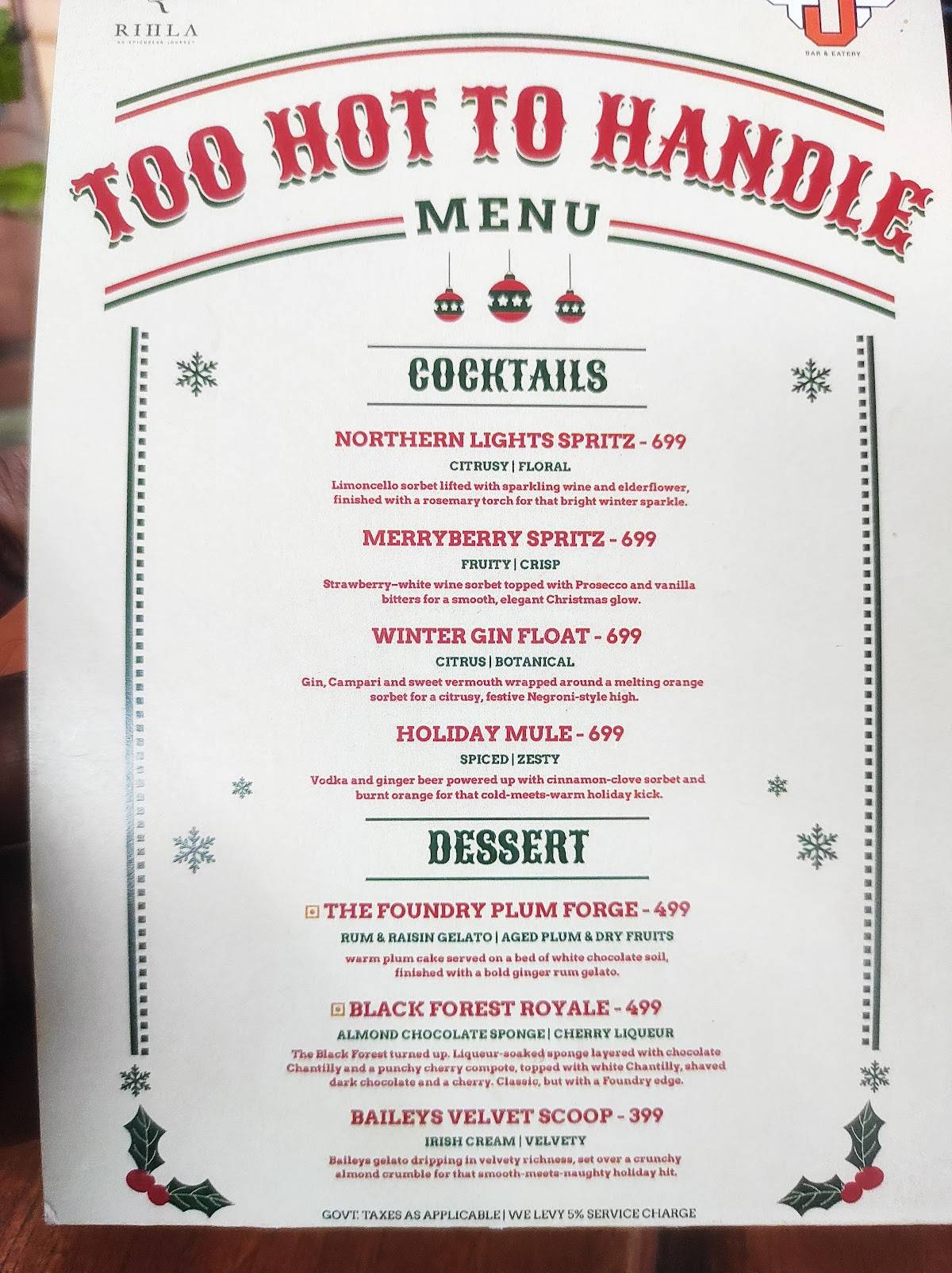 The Urban Foundry, Baner menu