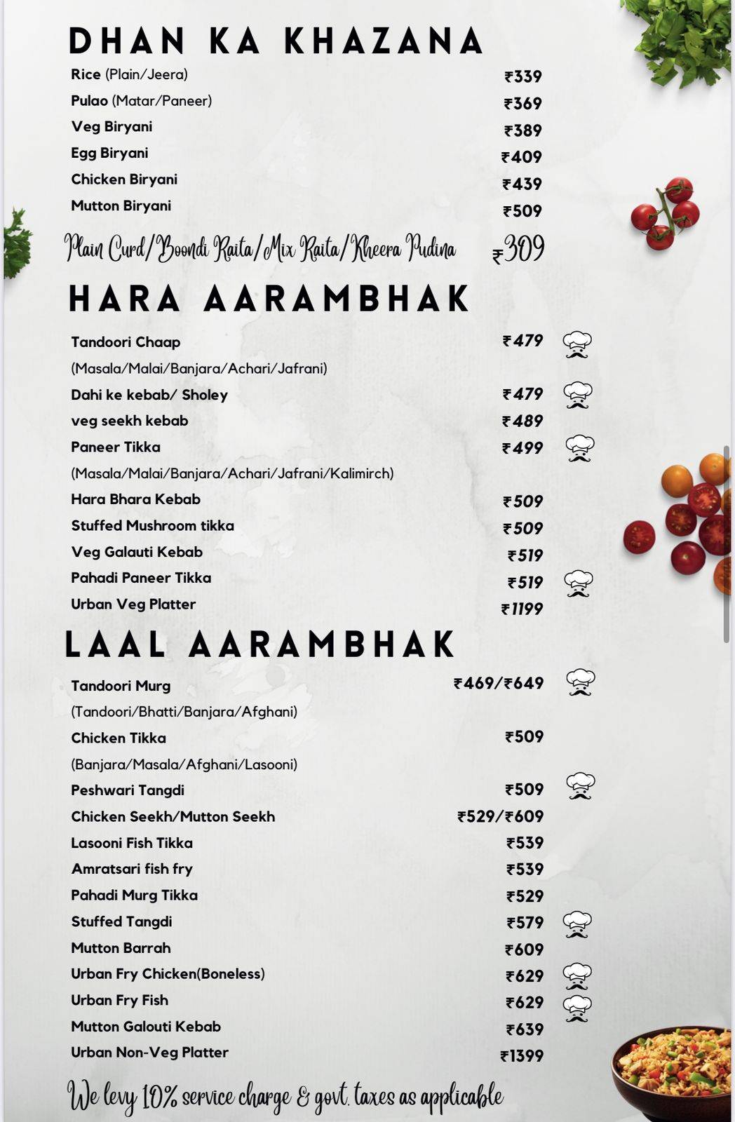 The Urban Kasba- BYOB& Café menu