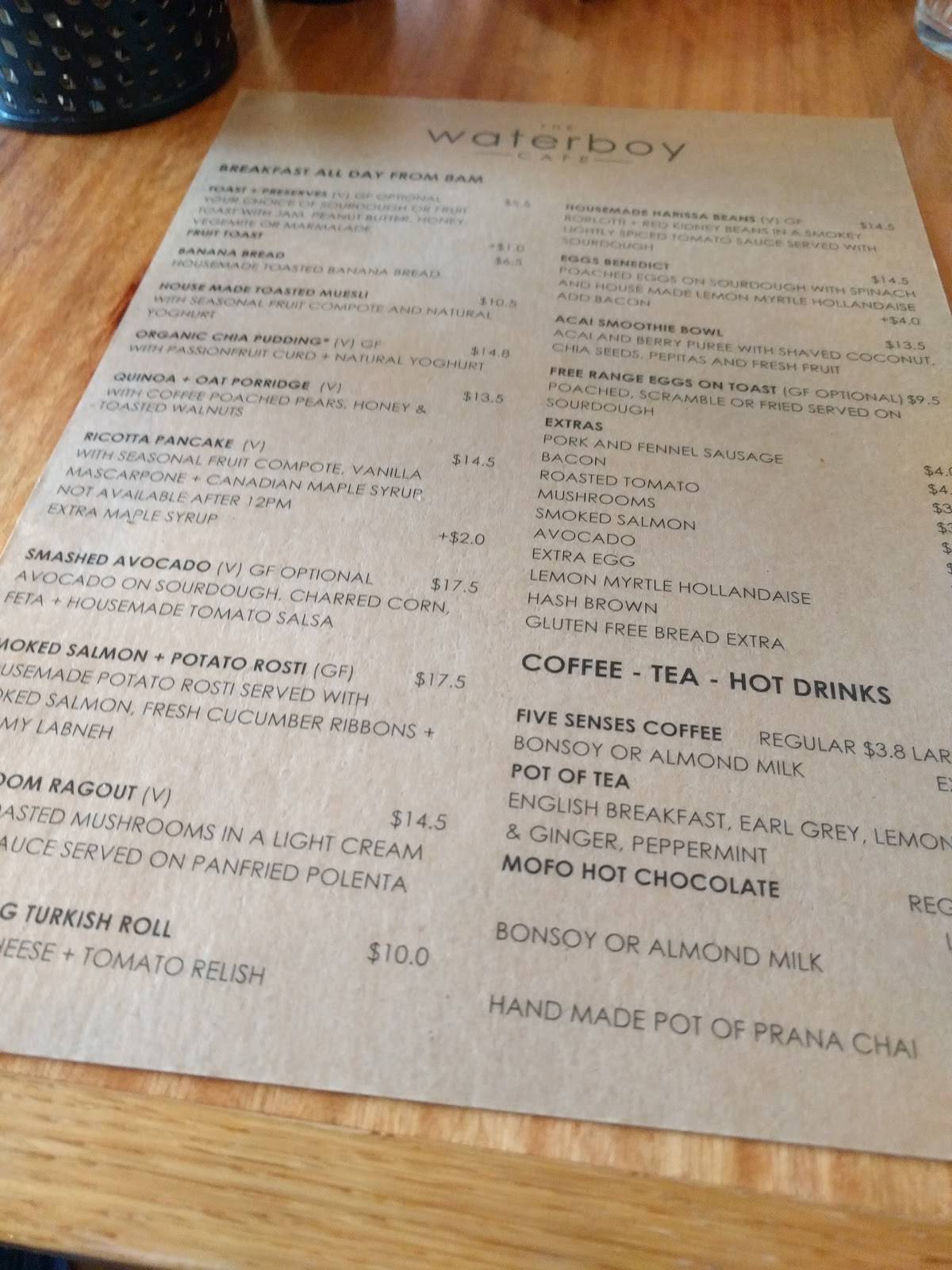 Menu at The Waterboy Cafe, Cowes