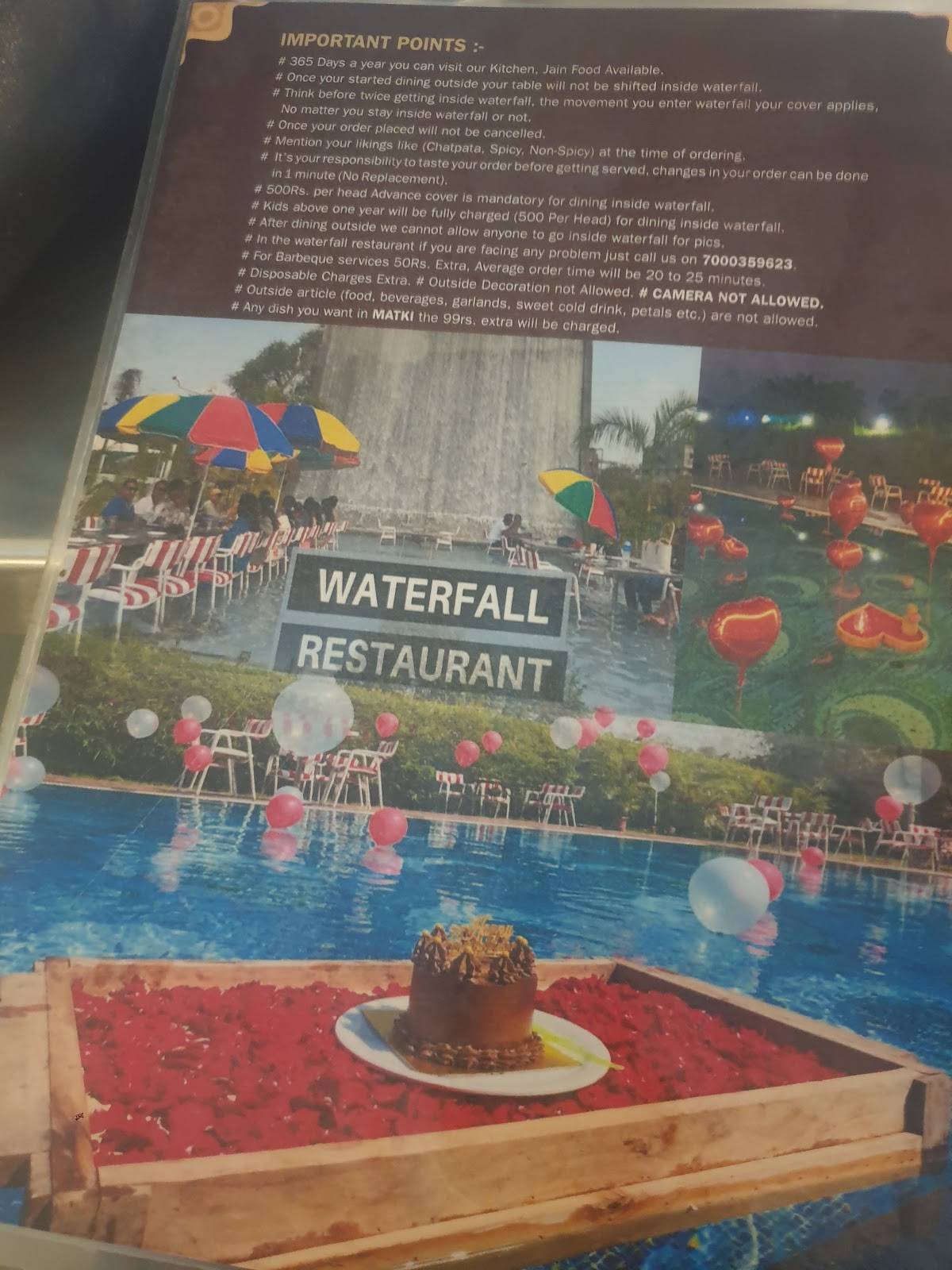The Waterfall Restaurant Indore menu