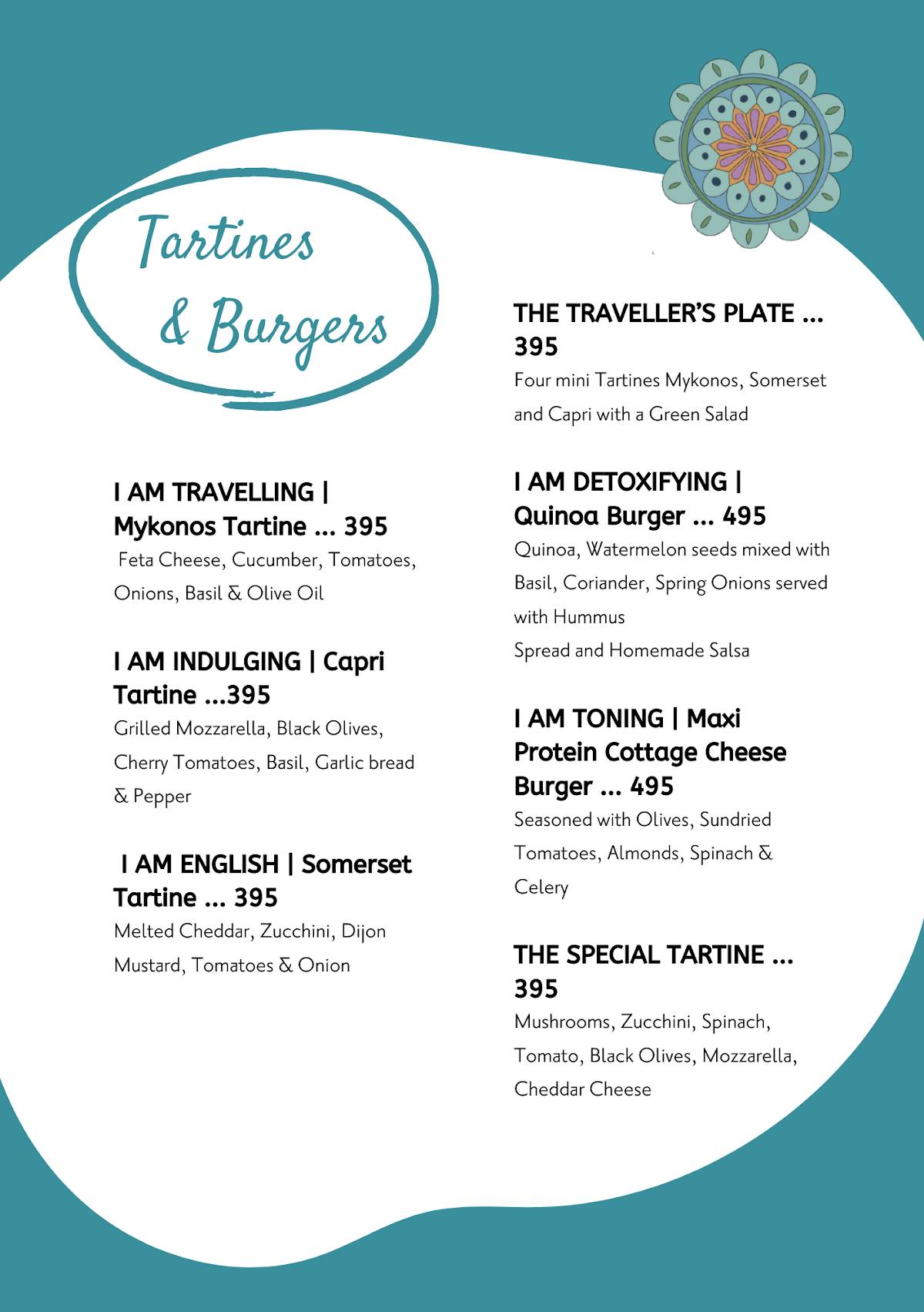 The Yoga House Studio & Cafe menu