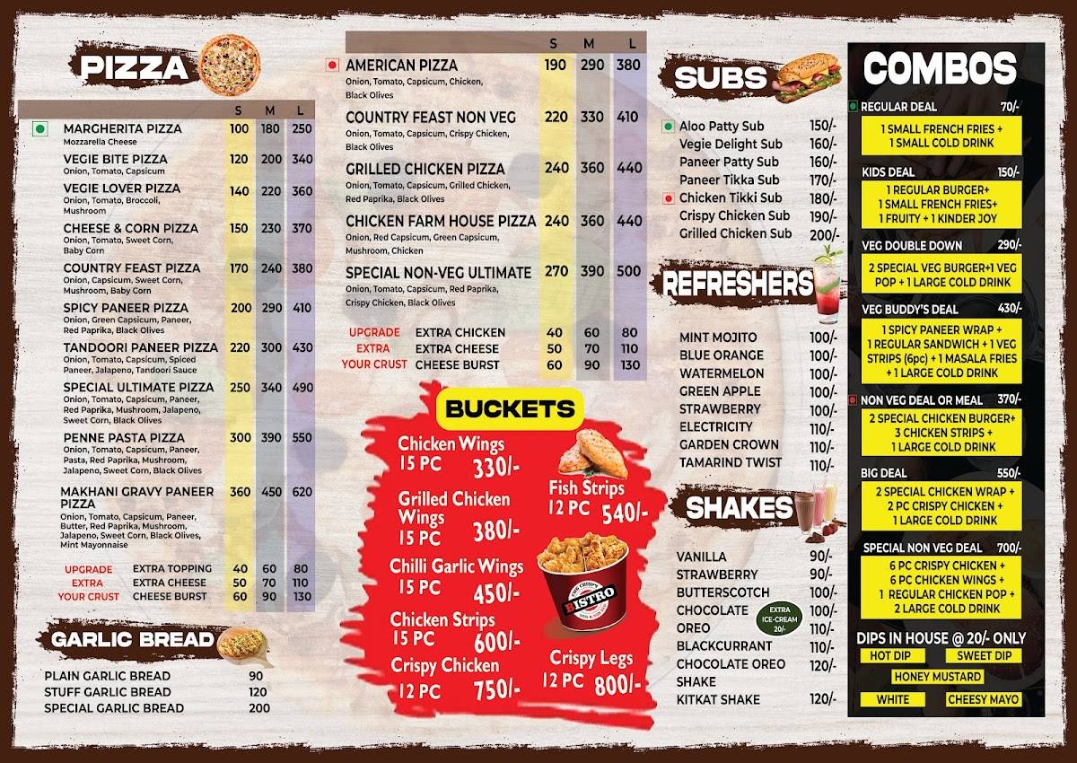 Menu at The crispy Bistro Best restaurant & family restaurant Bhogpur