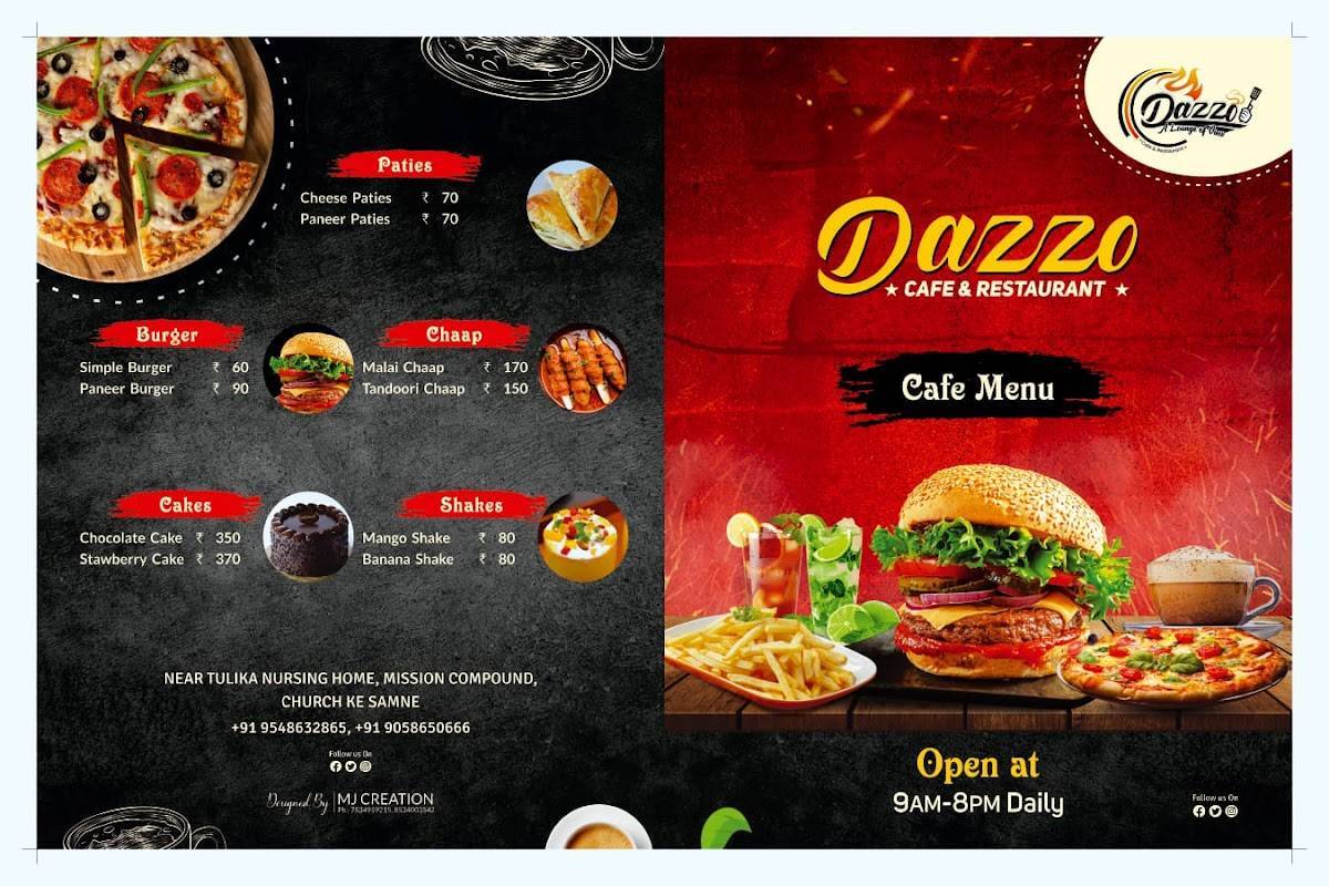 The dazzo cafe & Restro menu