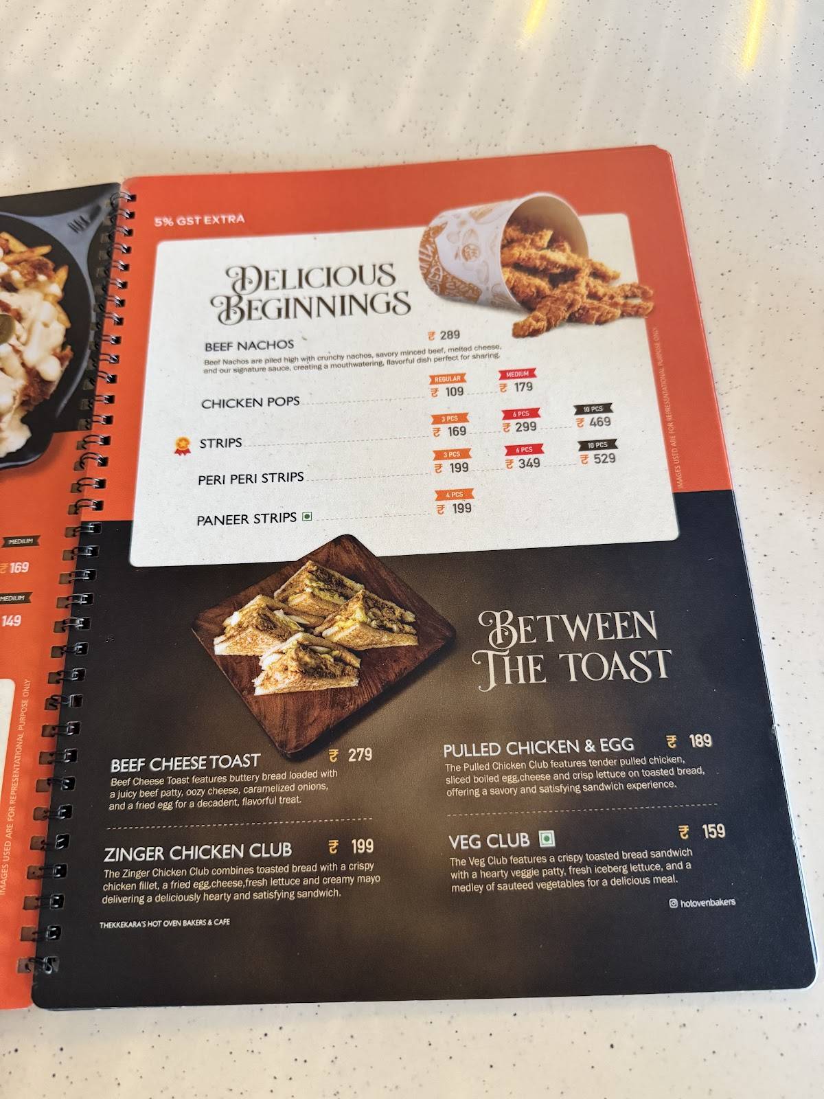 Thekkekara's Hot Oven Bakers & Cafe menu