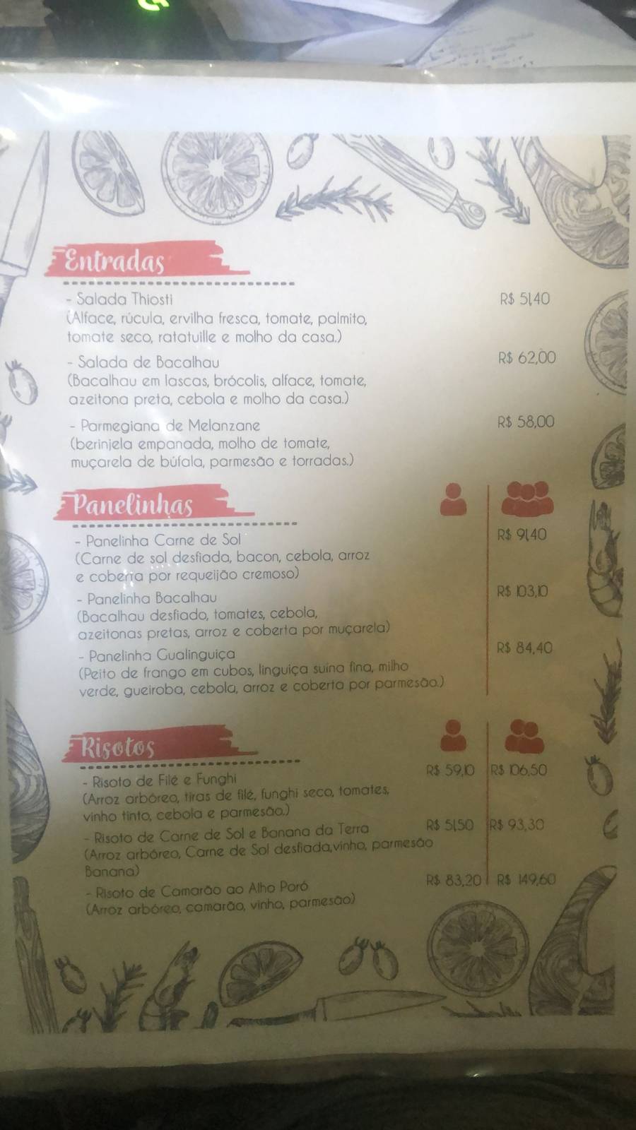 Thiosti Restaurante e Choperia cardápio