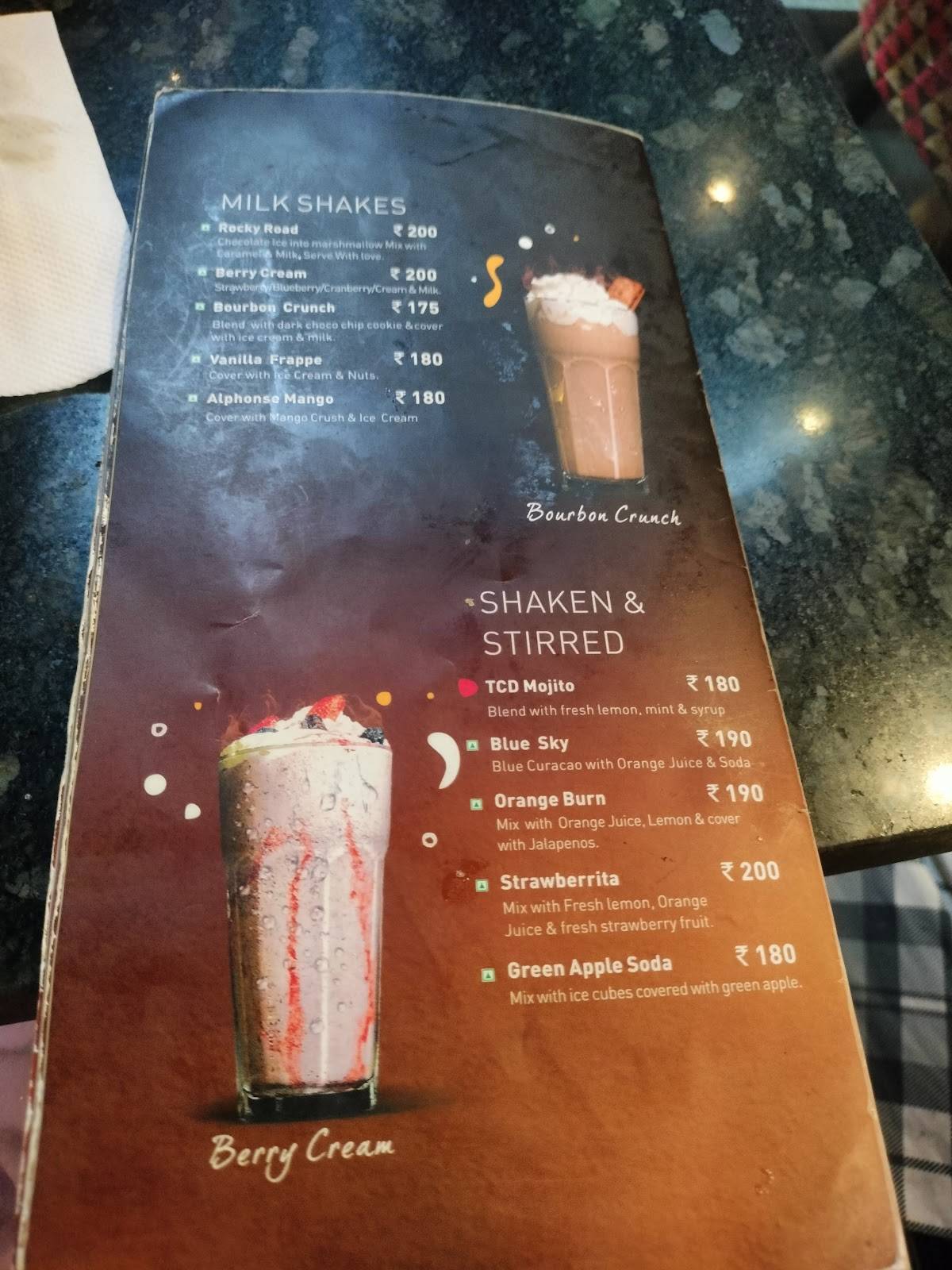 Café Coffee Day menu