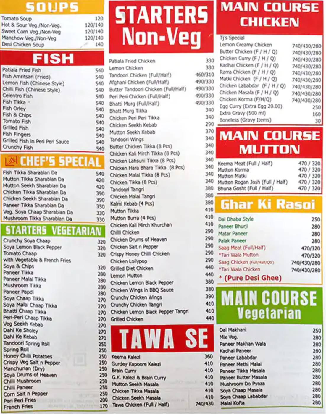 Tikka Junction menu