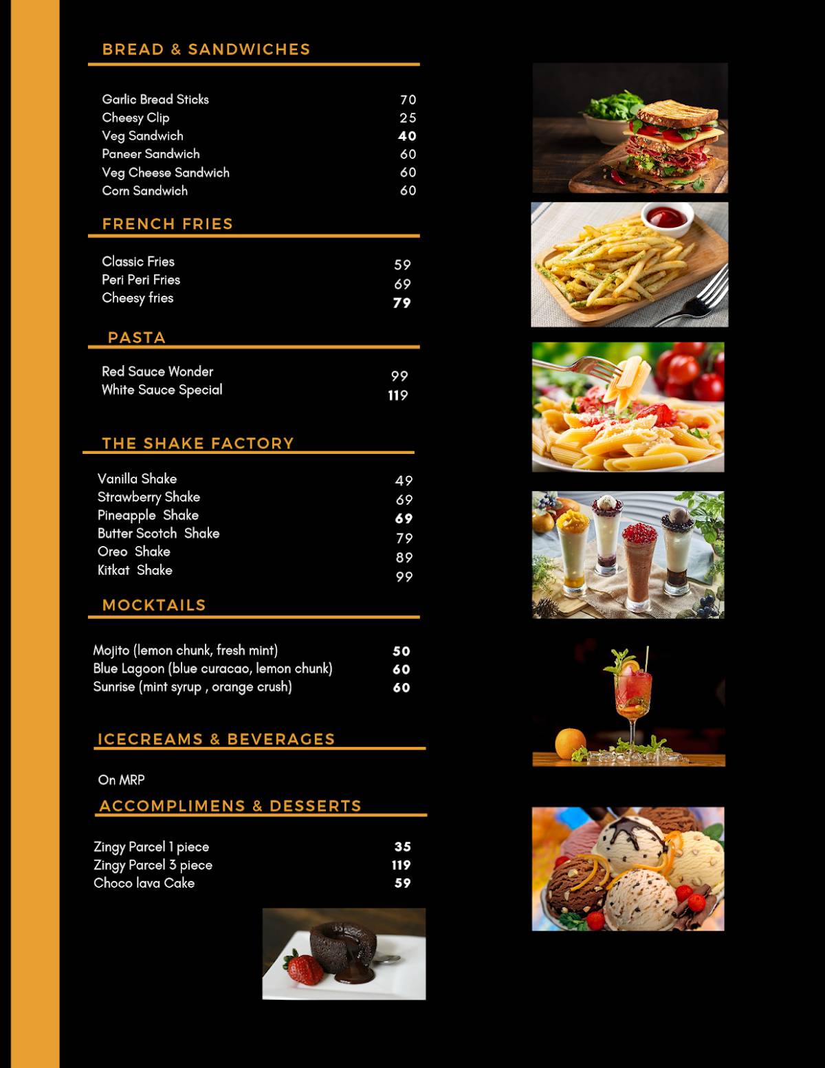 Tinder Tea House menu