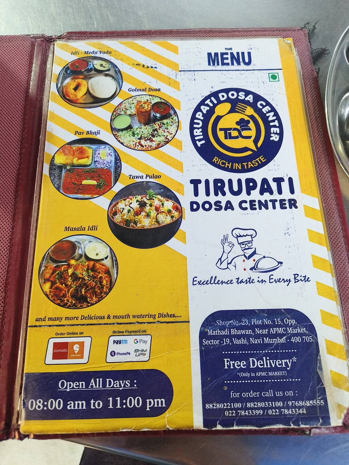 Tirupati Dosa Centre menu