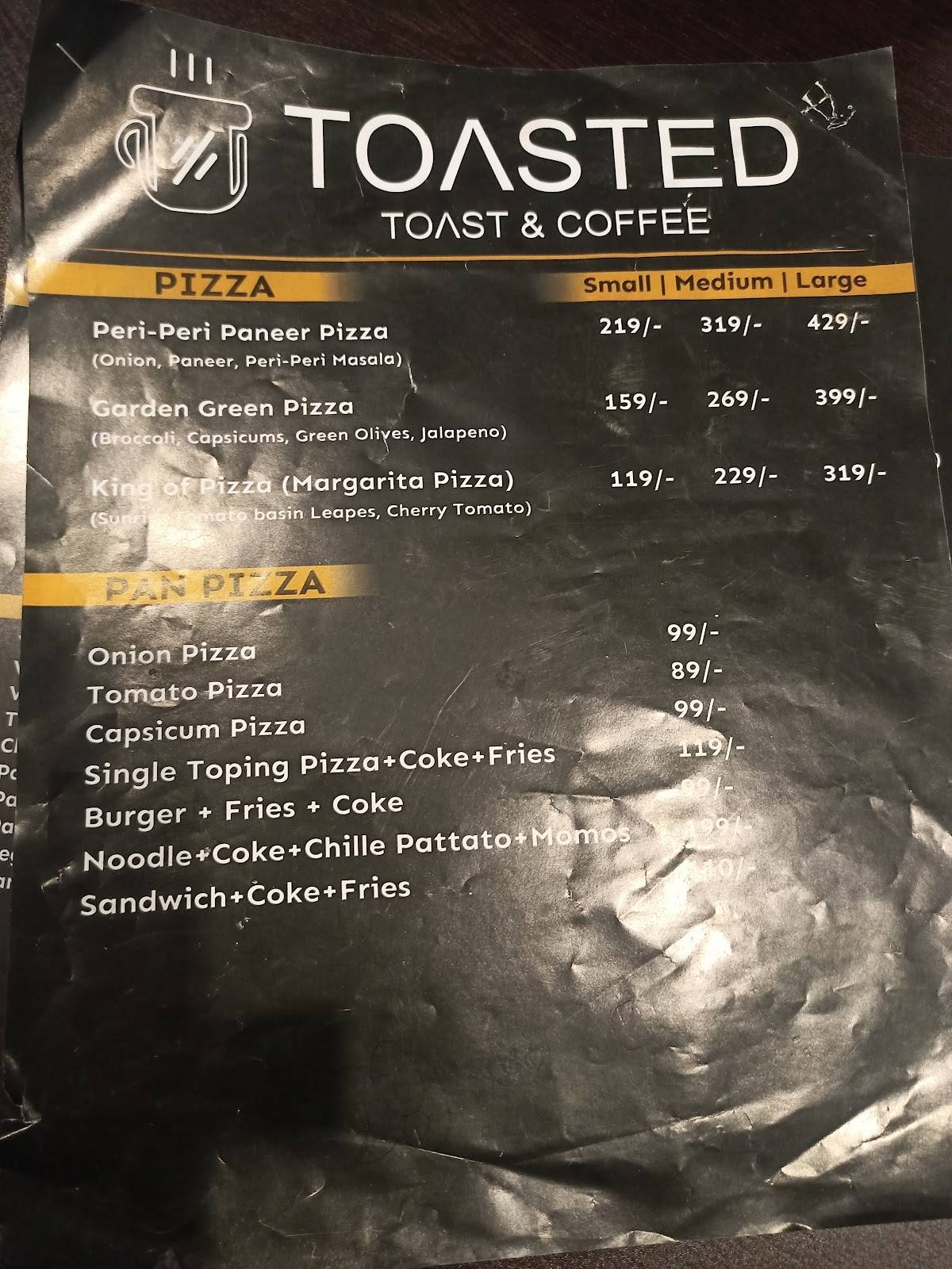 Toasted cafe menu